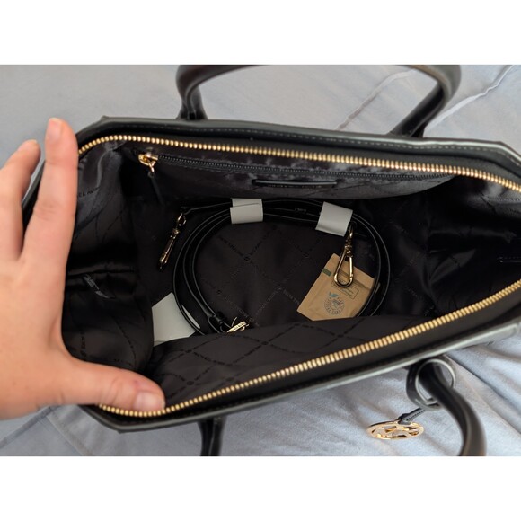 Michael Kors Large Avril Leather Satchel Crossbody Bag Black Suede & Leather - Picture 6 of 8